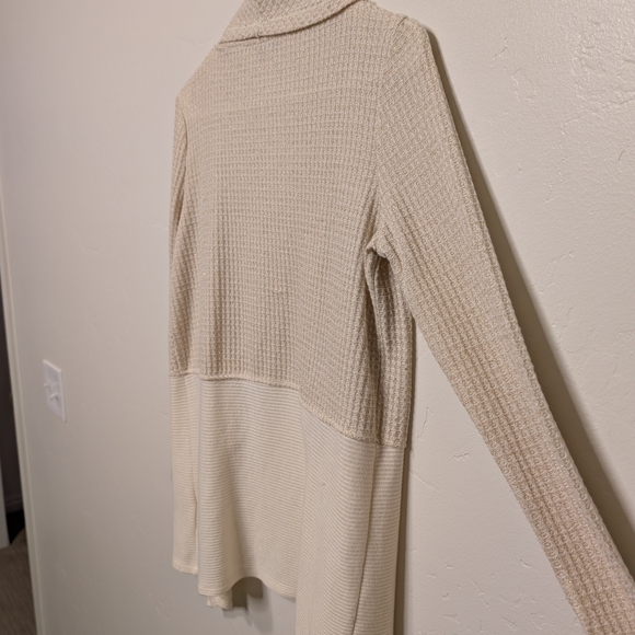 Y2K Juicy Couture Gold Shimmer Drape Cardigan Waterfall Hem - Picture 9 of 13